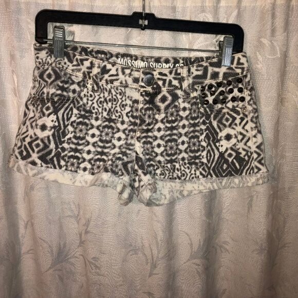 mossimo supply co short shorts black white pockets zipper button size 3 READ - Picture 2 of 7